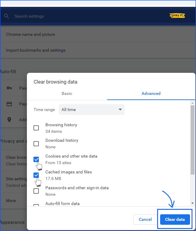 Browser Clear data