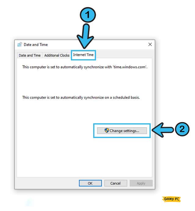 Change Internet Time settings