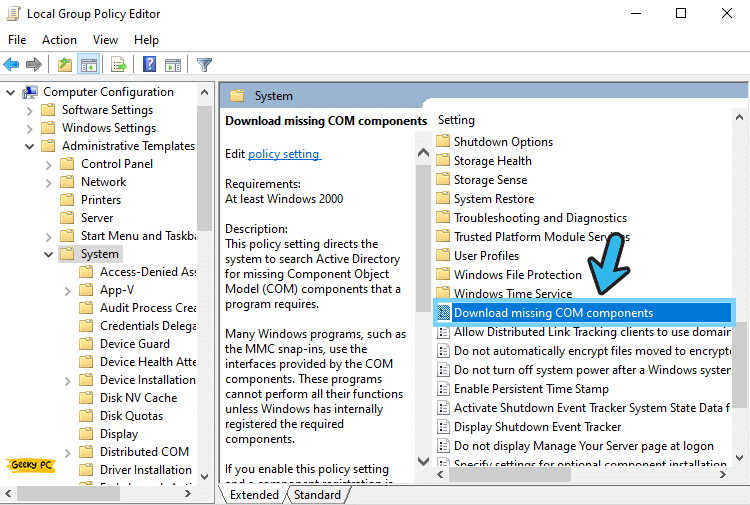 Download missing COM components