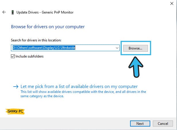 Monitor Driver selection