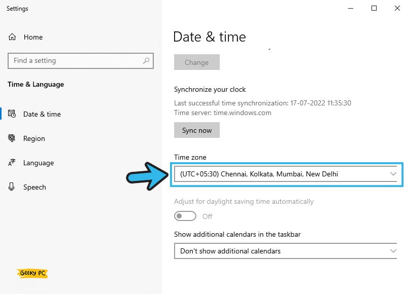 Windows Time Zone