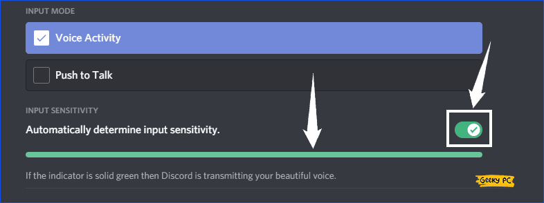 Automatically Determine Input Sensitivity Turned On