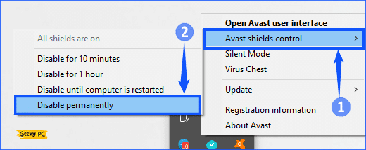 Avast Disable