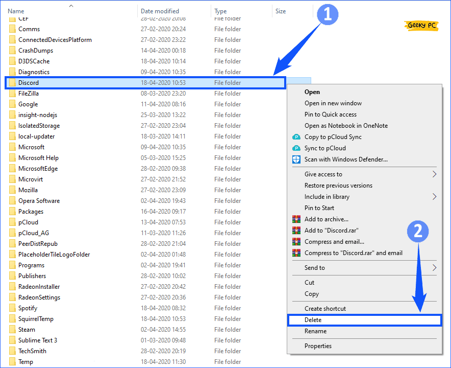 Delete Discord Folder on localappdata