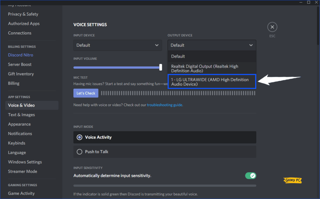 Discord Voice Output