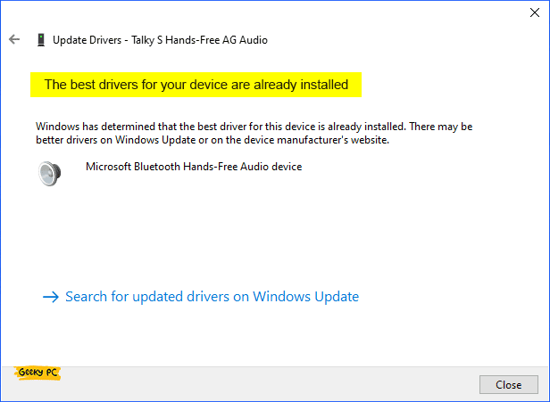 Driver Updated