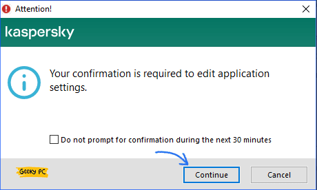 Kaspersky Disable Confirm