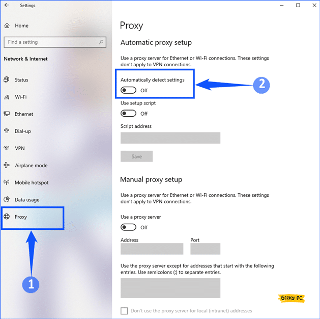 Proxy Disable in Windows