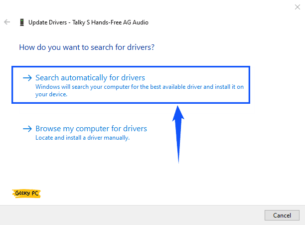 Search automatically for drivers