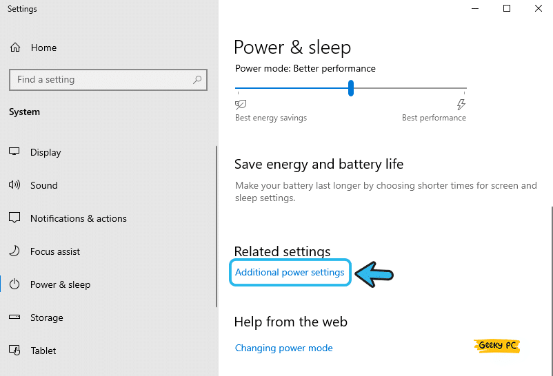 Additional power settings