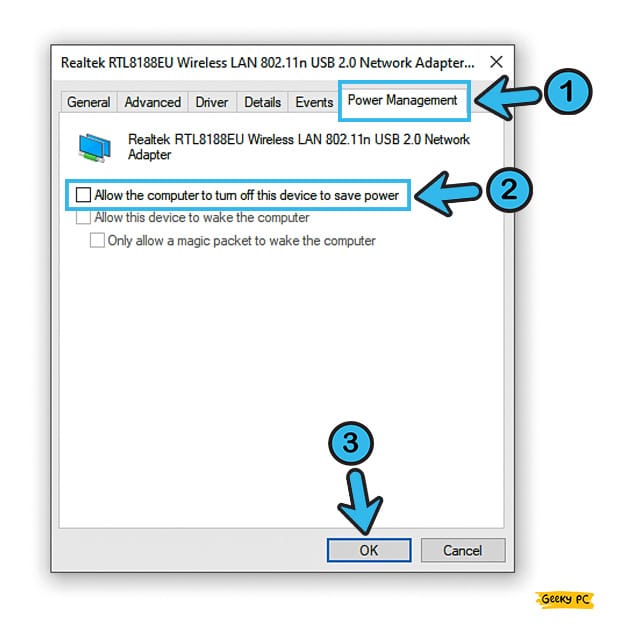 Allow the computer to turn off this device to save power