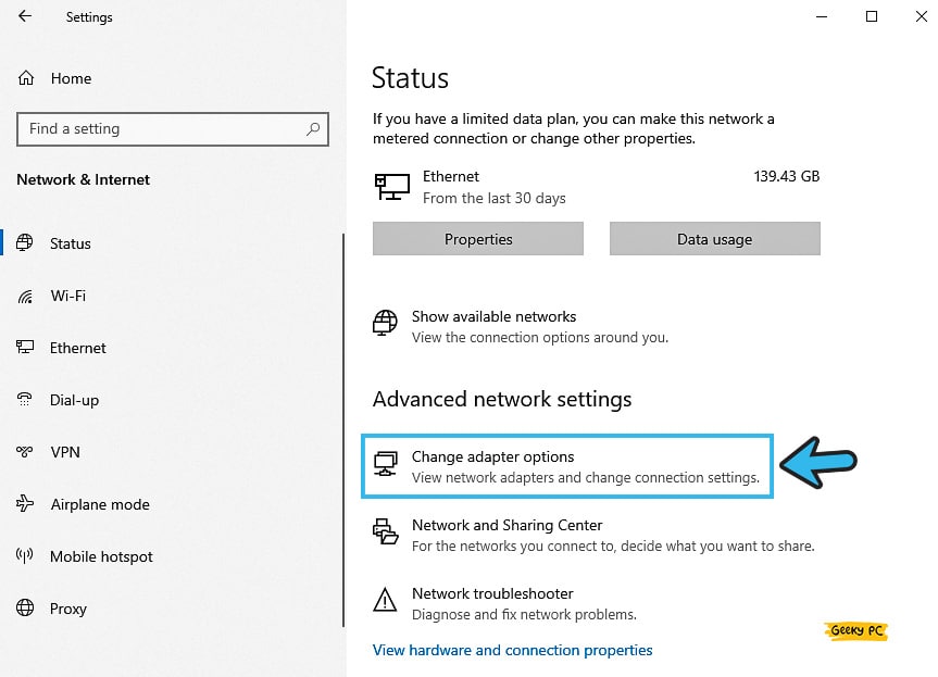 Change adapter options