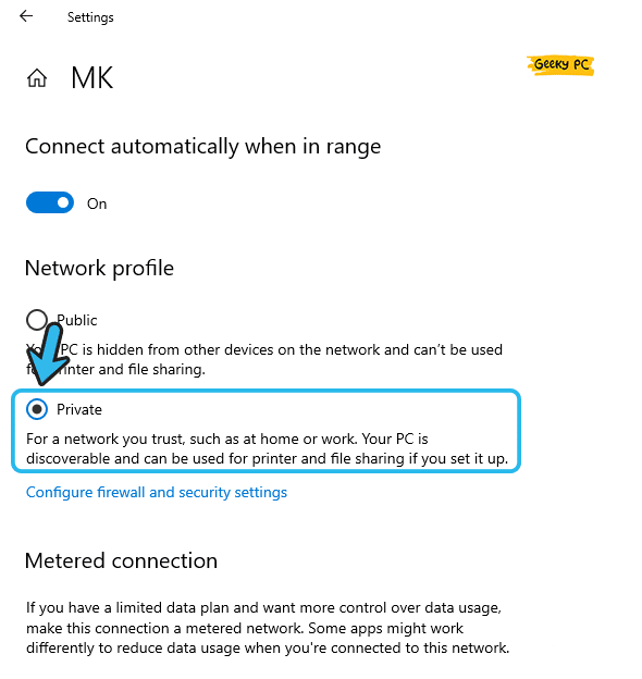 Set Network Profile to Private