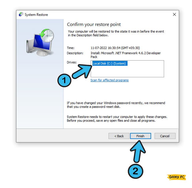 System Restore setup