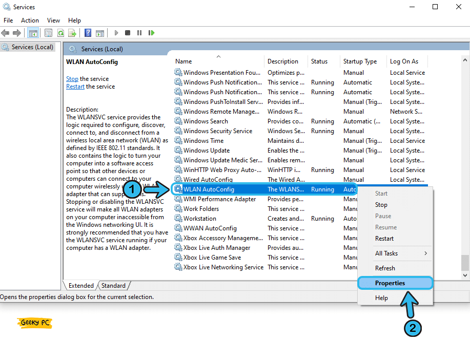 WLAN AutoConfig properties